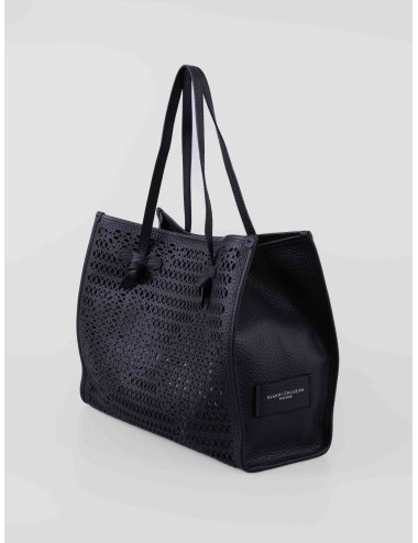Bolso tote Gianni Chiarini MARCELLA BS 12390 en piel perforada color negro para mujer con asas largas y bolso interior extraíble