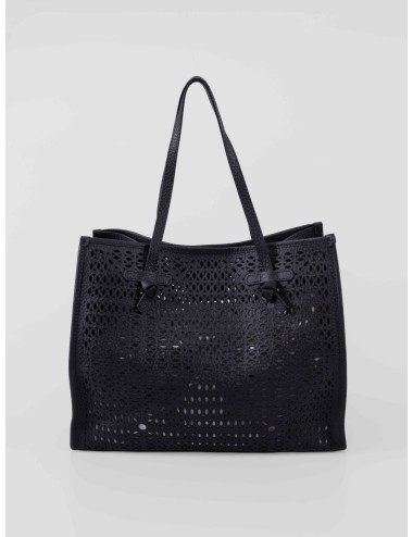 Bolso tote Gianni Chiarini MARCELLA BS 12390 en piel perforada color negro para mujer con asas largas y bolso interior extraíble