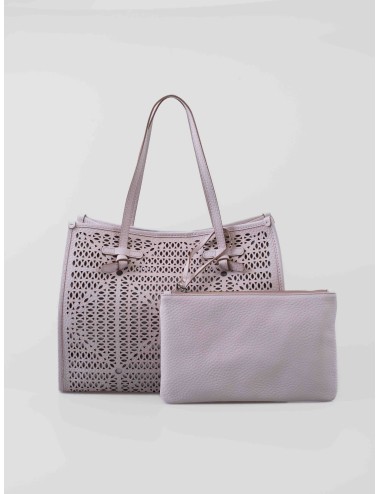 Bolso tote Gianni Chiarini MARCELLA en piel perforada color Sabbia para mujer con asas largas y bolso interior extraíble