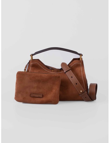 Bolso Gianni Chiarini AUORA en ante color Caramel para mujer con asa superior, bandolera ajustable y bolso interior extraíble