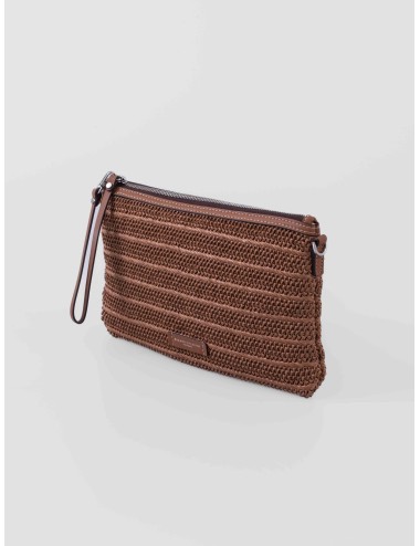 Gianni Chiarini Marcella Clutch BS 10865 caramello bolso de rafia mujer con detalles en piel MARFRANC