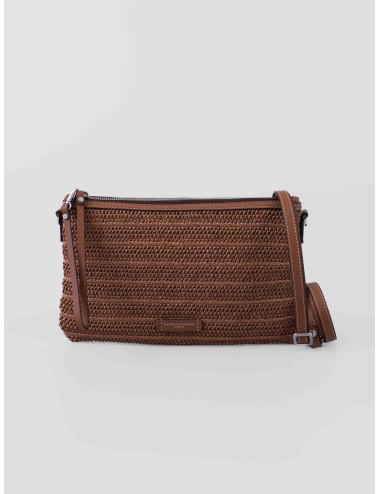 Gianni Chiarini Marcella Clutch BS 10865 caramello bolso de rafia mujer con detalles en piel MARFRANC