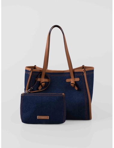 Gianni Chiarini · BS 12419 COMM BLRBL · azul con piel · bolso shopper mujer · lona y piel · MARFRANC