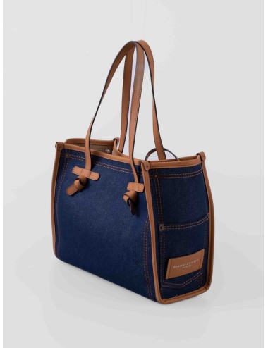 Gianni Chiarini · BS 12419 COMM BLRBL · azul con piel · bolso shopper mujer · lona y piel · MARFRANC