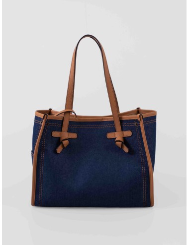 Gianni Chiarini · BS 12419 COMM BLRBL · azul con piel · bolso shopper mujer · lona y piel · MARFRANC
