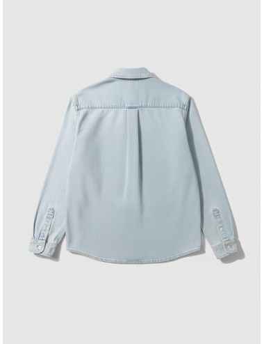 Camisa Edmmond Studios Duck Patch Denim Plain Bleach para hombre en algodón con bordado distintivo