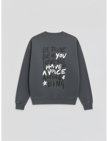 Sudadera ANINE BING Miles Empowerment washed black para mujer en algodón orgánico y print gráfico