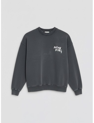 Sudadera ANINE BING Miles Empowerment washed black para mujer en algodón orgánico y print gráfico