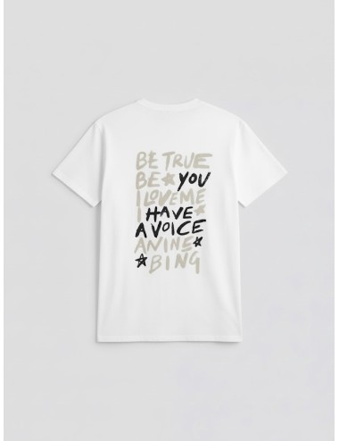 Camiseta ANINE BING Walker Tee Empowerment ivory para mujer en algodón ligero con estampado gráfico.