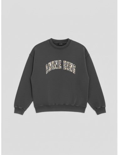 Sudadera ANINE BING Miles Leopard washed black para mujer en algodón orgánico estampado chenilla.