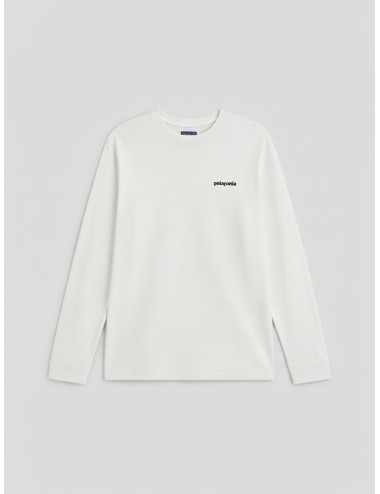 Camiseta de manga larga Patagonia P-6 Logo Responsibili-Tee blanca para hombre