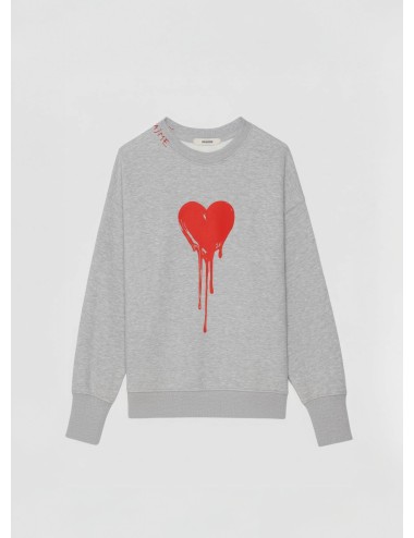 Sudadera Zadig & Voltaire Oscar gris para mujer con corazón rojo en mezcla de algodón