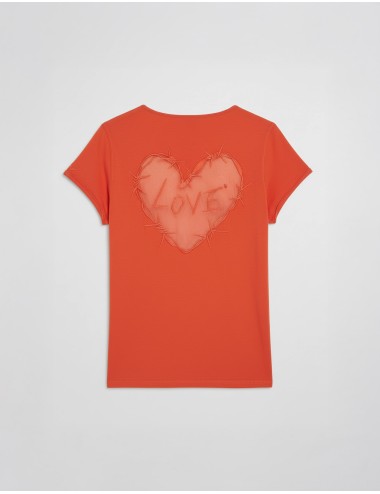 Camiseta Zadig & Voltaire JWTN02681 Spice para mujer en algodón orgánico con corazón “Love” en la espalda
