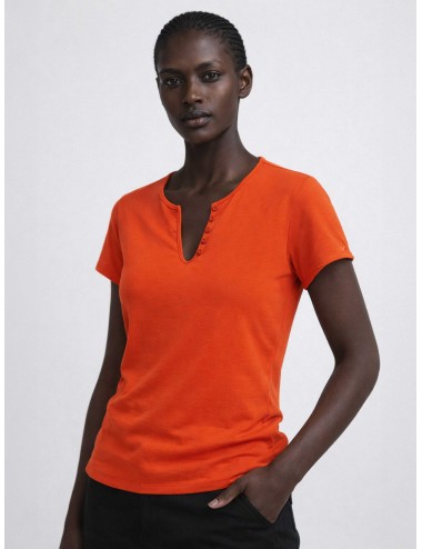 Camiseta Zadig & Voltaire JWTN02681 Spice para mujer en algodón orgánico con corazón “Love” en la espalda