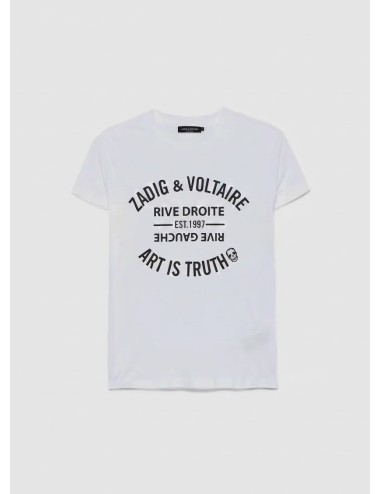Camiseta Zadig & Voltaire Walk blanca para mujer en algodón con estampado frontal “Art is Truth”.