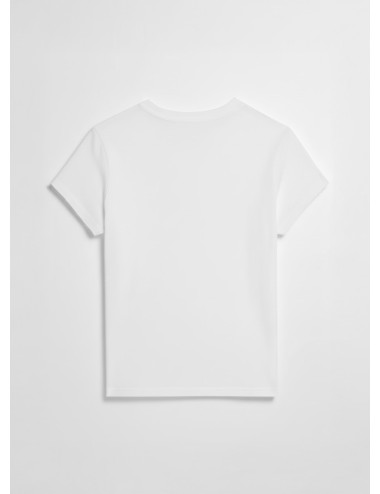 Camiseta Zadig & Voltaire Walk blanca para mujer en algodón con corazón negro dripping de strass.