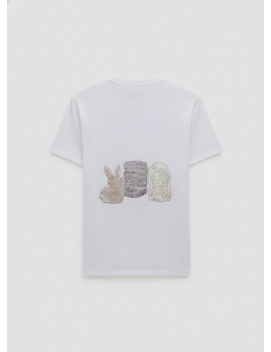 Camiseta GANNI White Animals Print bright white para mujer en algodón orgánico con estampado de animales.