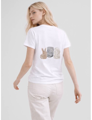 Camiseta GANNI White Animals Print bright white para mujer en algodón orgánico con estampado de animales.