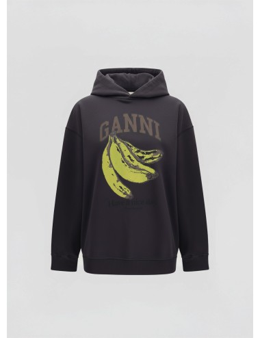 Sudadera GANNI Vintage Wash Sweatshirt Phantom para mujer en algodón orgánico con mensaje gráfico.