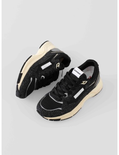 Autry - Hyperway Low Wom Mesh/Sueglit - Black / Silver - Zapatillas bajas - Mujer - Malla y serraje glitter - MARFRANC