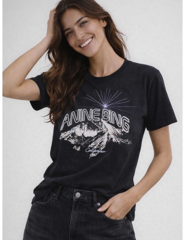 Camiseta oversize Anine Bing Walker Tee California mujer en negro vintage, algodón ligero con gráfico California · MARFRANC