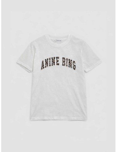 Camiseta Anine Bing Walker Tee Leopard ivory oversize para mujer, 100% algodón con print leopardo desvaído - MARFRANC