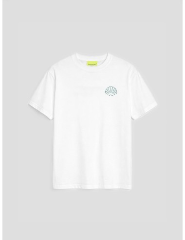 New Amsterdam Surf Association Logo Tee blanco con sea green, camiseta relaxed fit algodón 220 GSM hombre, MARFRANC.