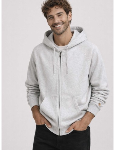 Carhartt WIP I033664 Ash Heather Gold sudadera capucha hombre brushed MARFRANC