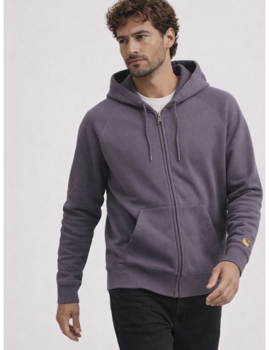 Carhartt Hooded Chase Jacket I033664 porphyry gold sudadera con cremallera hombre algodón MARFRANC.