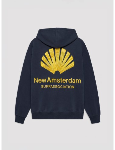 New Amsterdam Logo Hoodie navy blazer sun yellow sudadera capucha hombre algodón pesado MARFRANC.