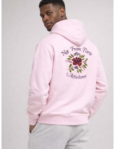 Drôle de Monsieur J-HO169-CO127-LPI light pink hoodie hombre con bordado Not From Paris Madame, French terry algodón, MARFRANC.