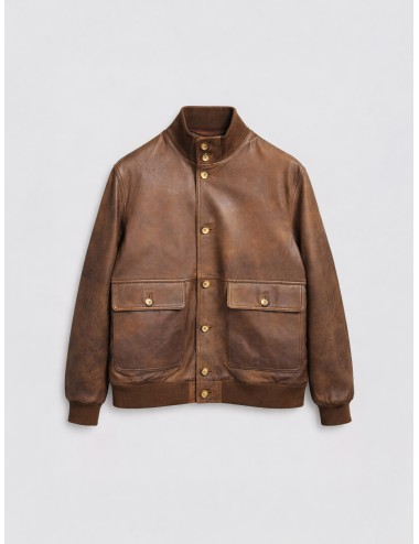 Chaqueta de piel Ridaura de Les Héritiers en color cuero envejecido - MARFRANC