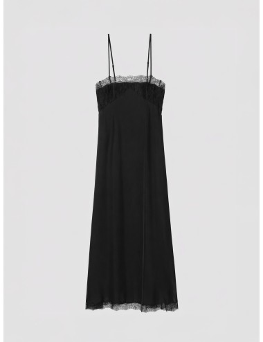 Zadig & Voltaire WWDR02612 negro vestido midi mujer seda encaje MARFRANC.