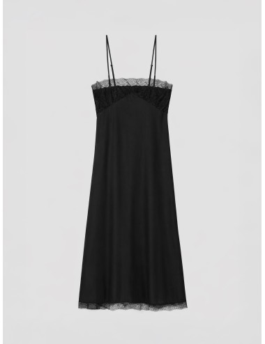 Zadig & Voltaire WWDR02612 negro vestido midi mujer seda encaje MARFRANC.