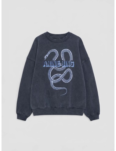 Harvey Crew Sweatshirt Snake de Anine Bing en washed black para mujer - MARFRANC