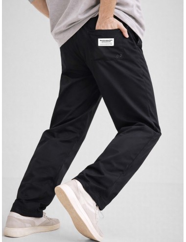 New Amsterdam Work Trousers negro para hombre, poliéster relaxed fit con cintura elástica, MARFRANC.