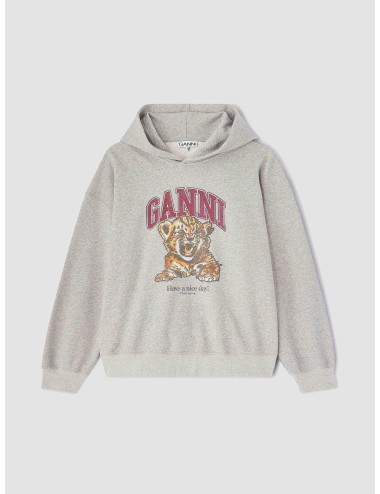 Sudadera con capucha GANNI A1060024 Grey Tiger en algodón orgánico color Paloma para mujer - MARFRANC
