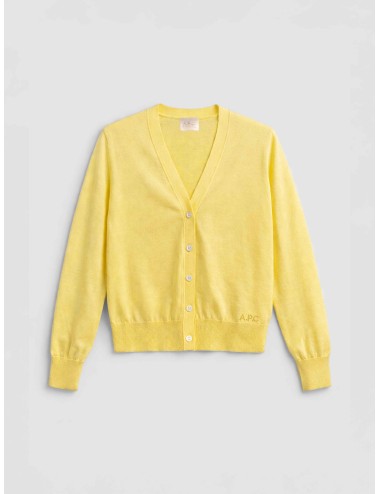 A.P.C. COEZJ-F22330 light yellow cárdigan mujer algodón logo bordado MARFRANC