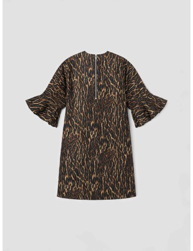 GANNI A1030163 khaki 894 vestido midi leopardo stretch cotton mujer MARFRANC.