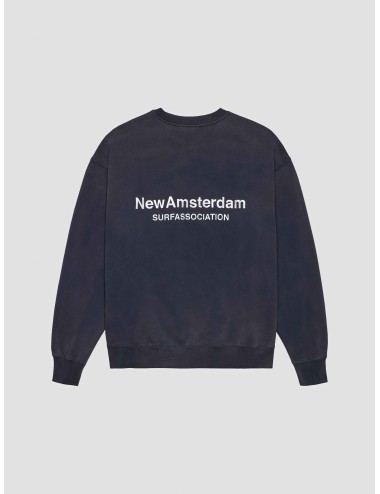 New Amsterdam Logo Crewneck Navy sudadera hombre algodón pesado ostra bordado sunfaded MARFRANC.