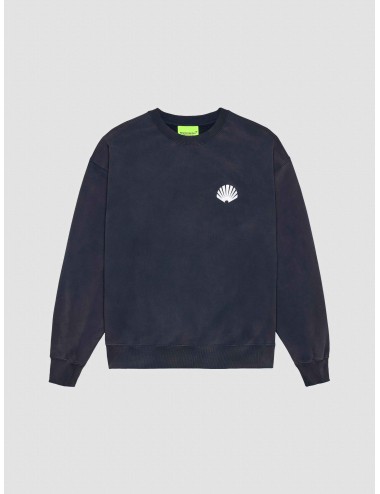 New Amsterdam Logo Crewneck Navy sudadera hombre algodón pesado ostra bordado sunfaded MARFRANC.