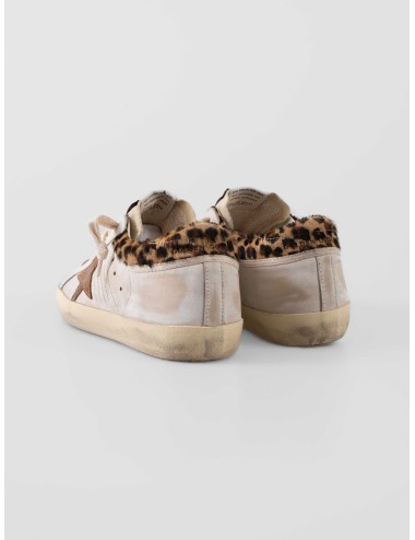 Golden Goose - Super Star With List - White Beige / Seedpear - Sneakers Mujer - Piel y ante con print animal - MARFRANC