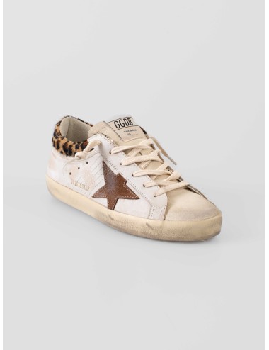 Golden Goose - Super Star With List - White Beige / Seedpear - Sneakers Mujer - Piel y ante con print animal - MARFRANC