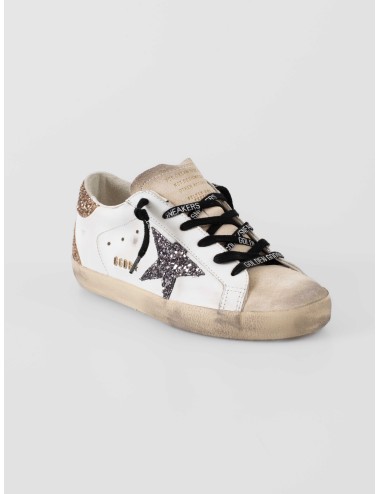 Golden Goose - Super-Star Classic with Spur - Optic White Seedpear - Zapatillas mujer - Piel con detalles glitter - MARFRANC