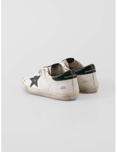 Golden Goose - Super-Star White/Green - Zapatillas hombre - Piel blanca y ante verde - MARFRANC