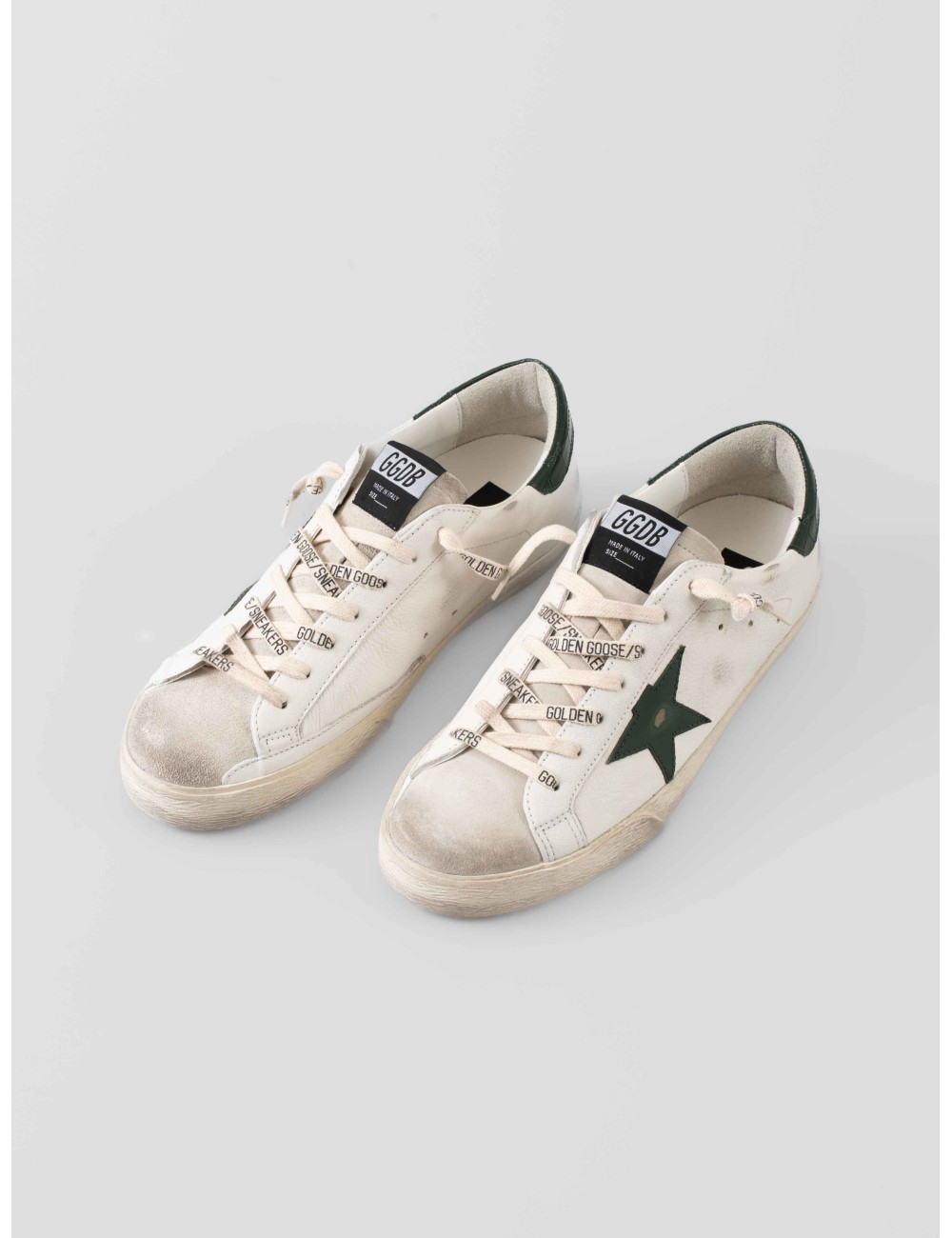 Golden Goose - Super-Star White/Green - Zapatillas hombre - Piel blanca y ante verde - MARFRANC