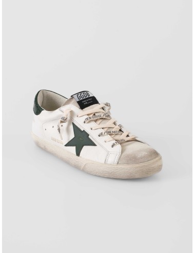 Golden Goose - Super-Star White/Green - Zapatillas hombre - Piel blanca y ante verde - MARFRANC
