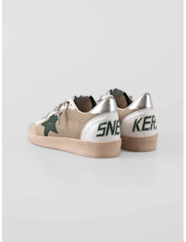 Golden Goose - Ball Star - White Milk Marble Green Silver White - Zapatillas hombre - Piel y ante con panel textil - MARFRANC