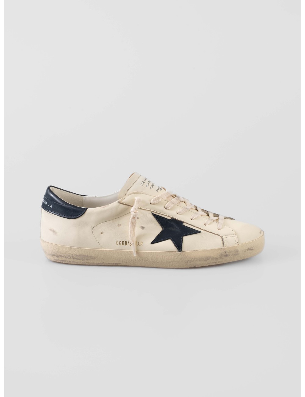 Golden Goose Super-Star Beige Night Blue sneakers hombre cuero vintage MARFRANC