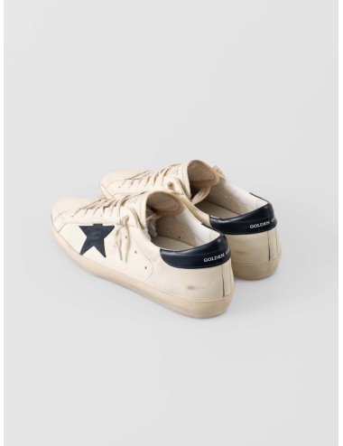 Golden Goose Super-Star Beige Night Blue sneakers hombre cuero vintage MARFRANC